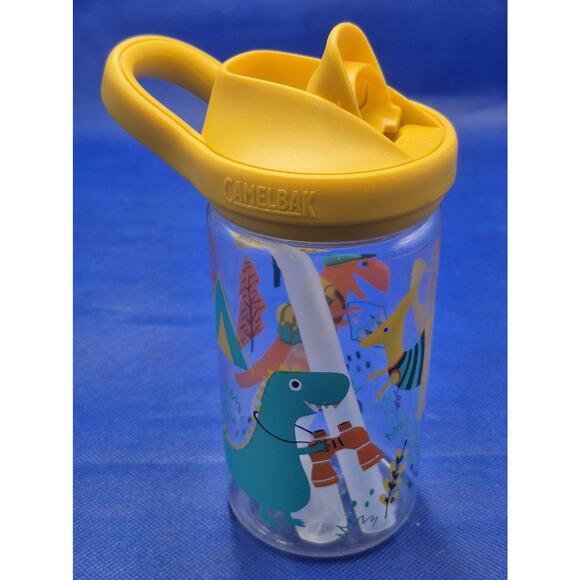 Camp CamelBak Kids BPA Free 14oz Water Bottle Dinosaurs Yellow Lid UNUSED - Picture 2 of 6
